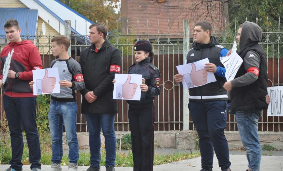 Представители ГИБДД и Добровольной молодёжной дружины города Ельца провели акцию «Лайк водителю»