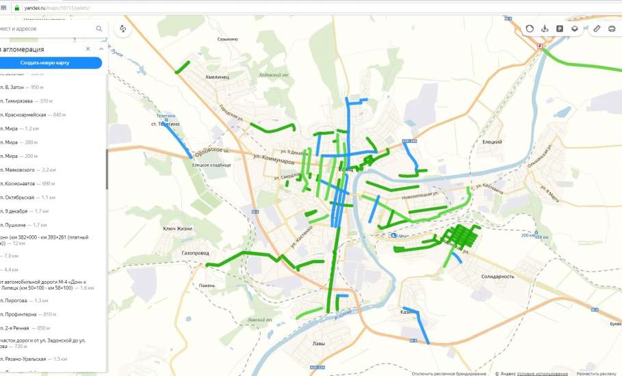 Объекты дорожного ремонта 2019 года нанесены на интерактивную карту Липецкой области