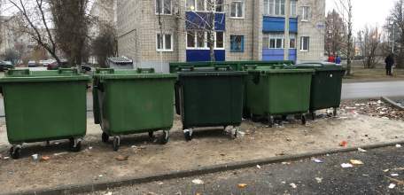 По улице Юбилейной находится замусоренная контейнерная площадка
