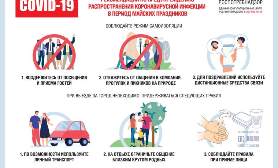 Рекомендации по предупреждению распространения коронавирусной инфекции в период майских праздников