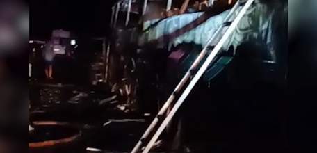 В Елецком районе в результате столкновения с автомобилем &laquo;ГАЗ&raquo; загорелся пассажирский автобус