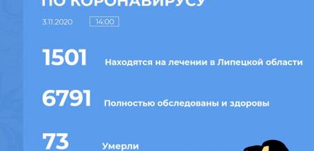 Сводка по коронавирусу в Липецкой области на 3 ноября 2020 г.