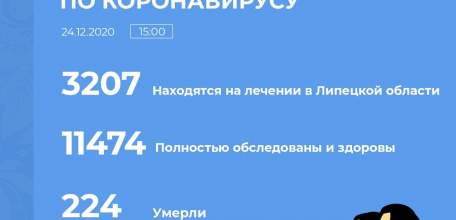 Сводка по коронавирусу в Липецкой области на 24 декабря 2020 г.