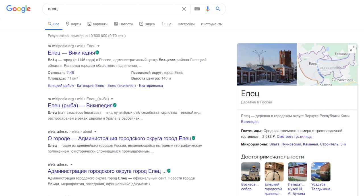 Чем Google Елец считает... / Новости