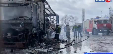 Под Ельцом сгорел грузовой автомобиль с прицепом