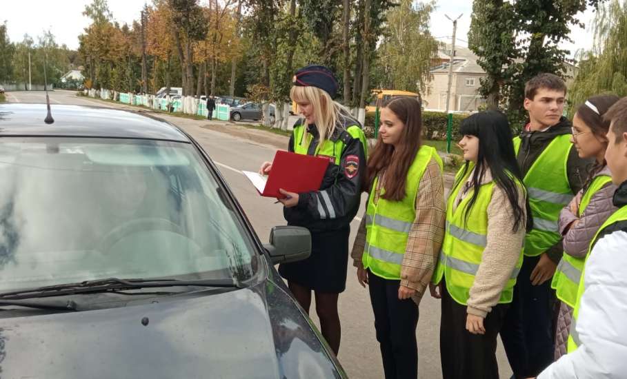 В Елецком районе сотрудники ГИБДД и члены отряда ЮИД провели акцию «Лайк водителю»