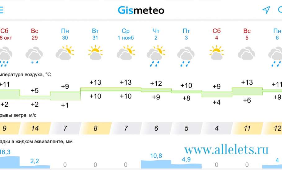 Погода в Ельце на 10 дней - точный прогноз на неделю и 14 дней