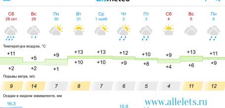 Прогноз погоды в Ельце на 10 дней