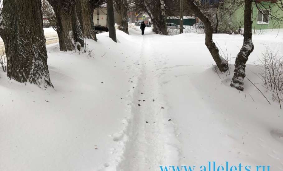 Тротуары в Ельце не чищены! На автобусных остановках люди выходят в сугробы