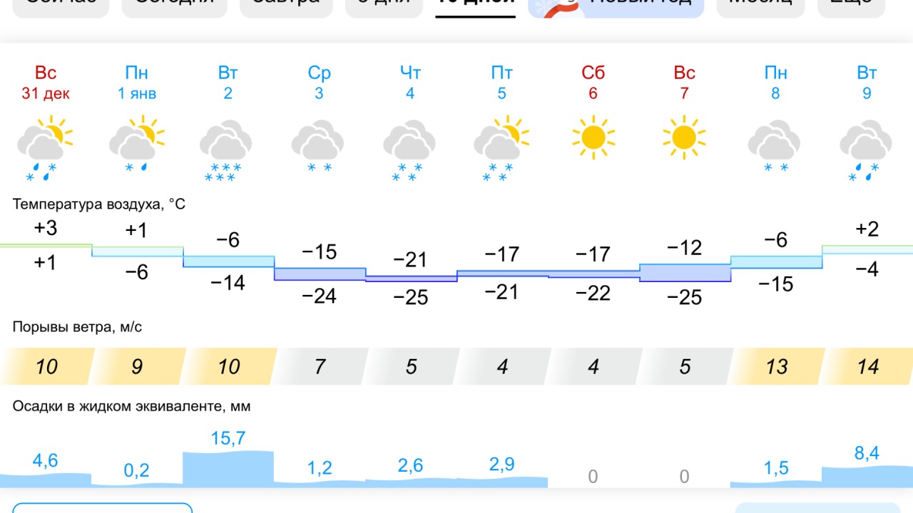 Погода в ельце на 31 декабря