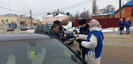 14 февраля сотрудниками Госавтоинспекции Ельца, совместно с волонтёрами «Содружество отзывчивых сердец ЕГУ им. И.А. Бунина» проведена акция.