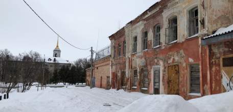 Зимний пейзаж в центре города Ельца у скверов Соломенцева-Бунина