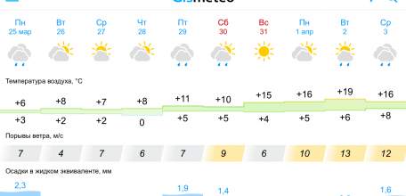 Прогноз погоды в Ельце на 10 дней