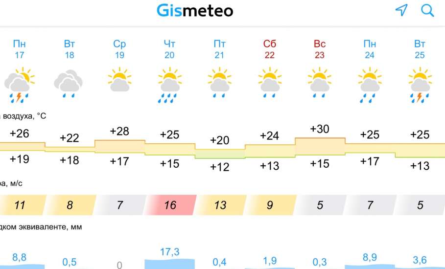 В ближайшие 10 дней в Ельце ожидается сезон дождей!