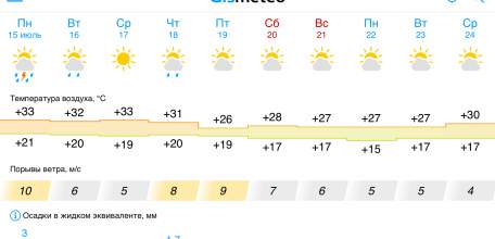 Прогноз погоды в Ельце на 10 дней