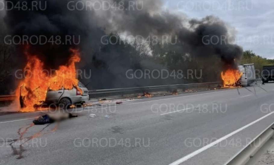 Жуткая авария на трасе «Дон»: сгорели «Калина» и «ГАЗель»!