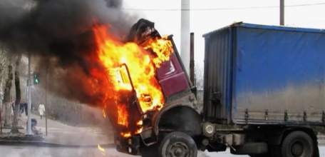 Грузовик сгорел под Липецком