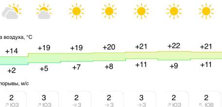 Прогноз погоды в Ельце на следующую неделю. Солнечно!