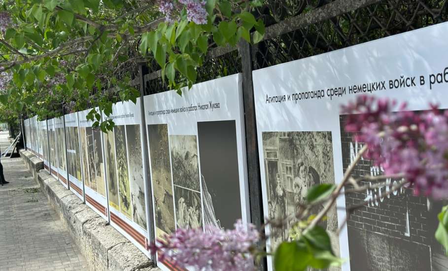 В Ельце на улице Коммунаров работает фотовыставка, посвященная Дню Победы