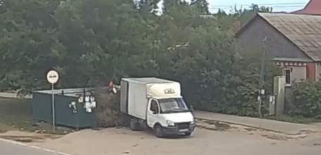 Вчера в Ельце неизвестный из «Газели» выбросил на мусорку днём новогодние ёлки, а вечером забрал назад!