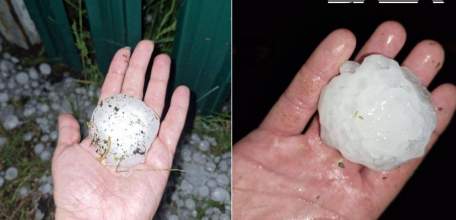 В Воронежской области семье пришлось спасаться от града размером с кулак под столом в беседке!