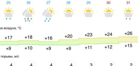 Прогноз погоды в Ельце на следующую неделю. Ночью прохладно!