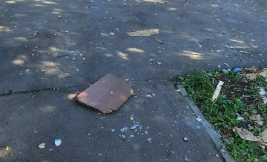 Жительница Ельца нашла битые стёкла на детской площадке! Просит администрацию найти и наказать виновных!