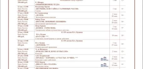 Актуальная афиша драмтеатра «Бенефис» в Ельце на октябрь и ноябрь