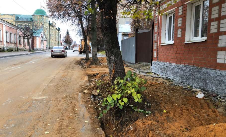 В центре Ельца опять повредили корневую систему деревьев при благоустройстве!