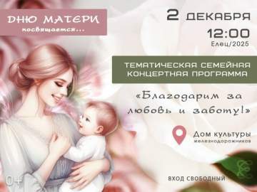 2 декабря в Ельце состоится мероприятие, посвящённое Дню матери