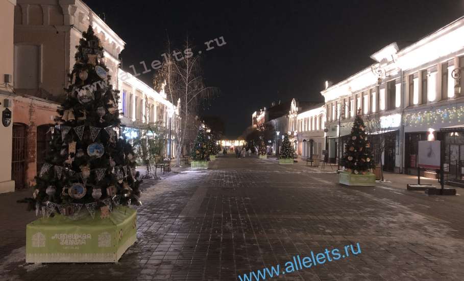 Сегодня вечером на улице Мира в Ельце установили и украсили ёлочки к фестивалю «Ёлки Липецкой земли»