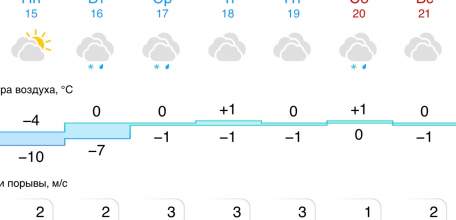 Прогноз погоды в Ельце с 15 по 21 декабря 2025 года