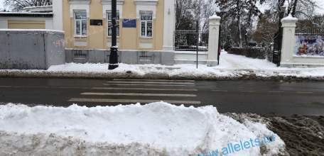 Прошлогодние проблемы Ельца повторяются! Участки пешеходных переходов забывают убирать от снега и грязи!
