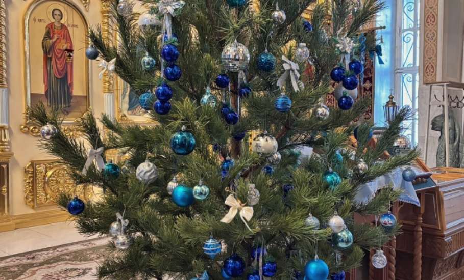 В Ельце в Знаменском женском монастыре прихожане сегодня нарядили убранство храма к празднику Рождества Христова
