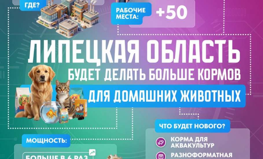 В шесть раз больше кормов для домашних животных будет выпускать завод в Елецком округе