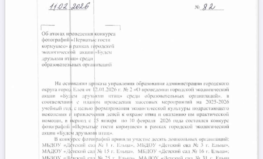 Подведены итоги конкурса фотографий &laquo;Пернатые гости кормушек&raquo;, который проходил в Ельце