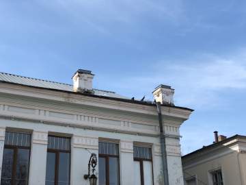 В связи с обрушением кирпичной трубы дымохода в центре города, просим проверить состояние других труб на крышах домов!