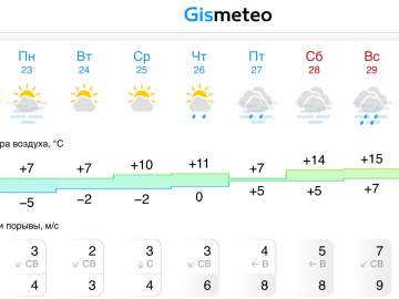 Прогноз погоды на следующей неделе в Ельце