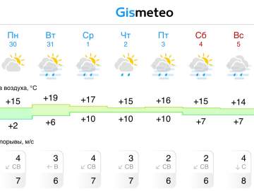 Прогноз погоды в Ельце на следующую неделю
