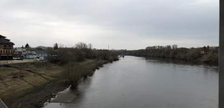 Вода потихоньку стала сегодня убывать в реке Сосне
