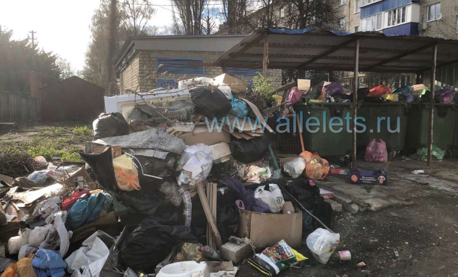 Мусорные завалы продолжают лежать по улице Свердлова в Ельце!