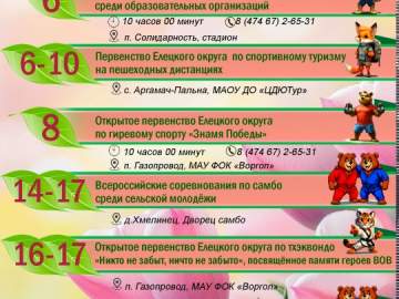 Календарь спортивных мероприятий Елецкого муниципального округа на май 2026 года