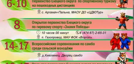 Календарь спортивных мероприятий Елецкого муниципального округа на май 2026 года
