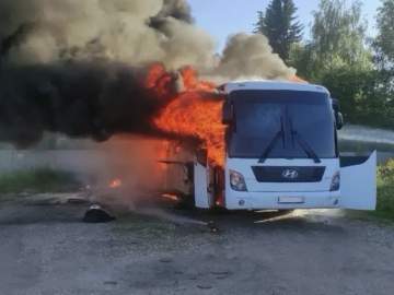 В Ельце сгорел автобус &laquo;Хендай&raquo;!