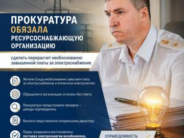 Прокуратура  обязала ресурсоснабжающую организацию сделать перерасчет необоснованно завышенной платы за электроснабжение жителю Ельца