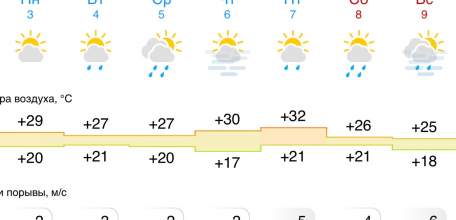 Прогноз погоды на следующую неделю в Ельце