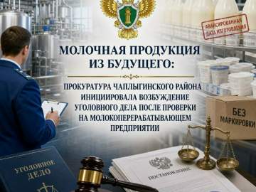 Молочная продукция из будущего: прокуратура Чаплыгинского района инициировала возбуждение уголовного дела после проверки на молокоперерабатывающем предприятии
