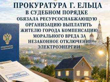 Ельчанин взыскал компенсацию морального вреда за отключение электричества