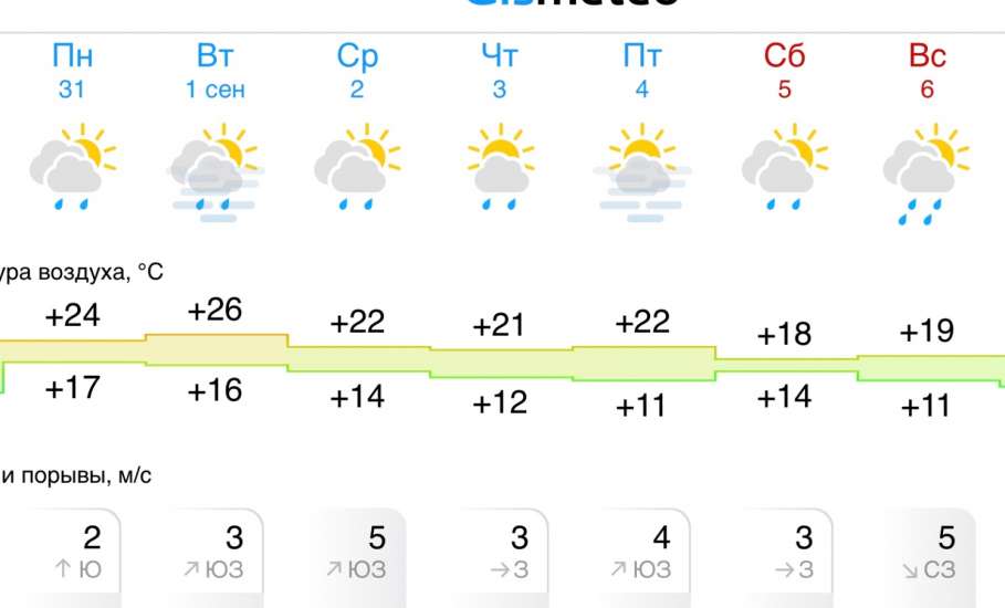 Прогноз погоды на следующую неделю в Ельце