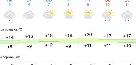 Прогноз погоды в Ельце на следующую неделю